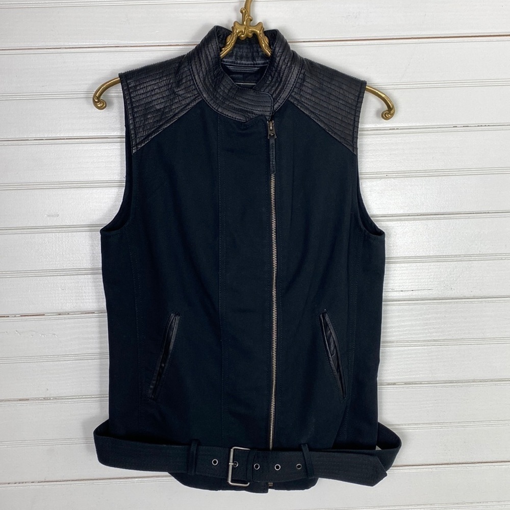 Lucky Brand Goat Leather Trim Vest Size Small